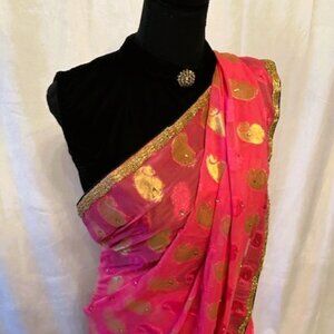 Vibrant Pink Banarasi Saree